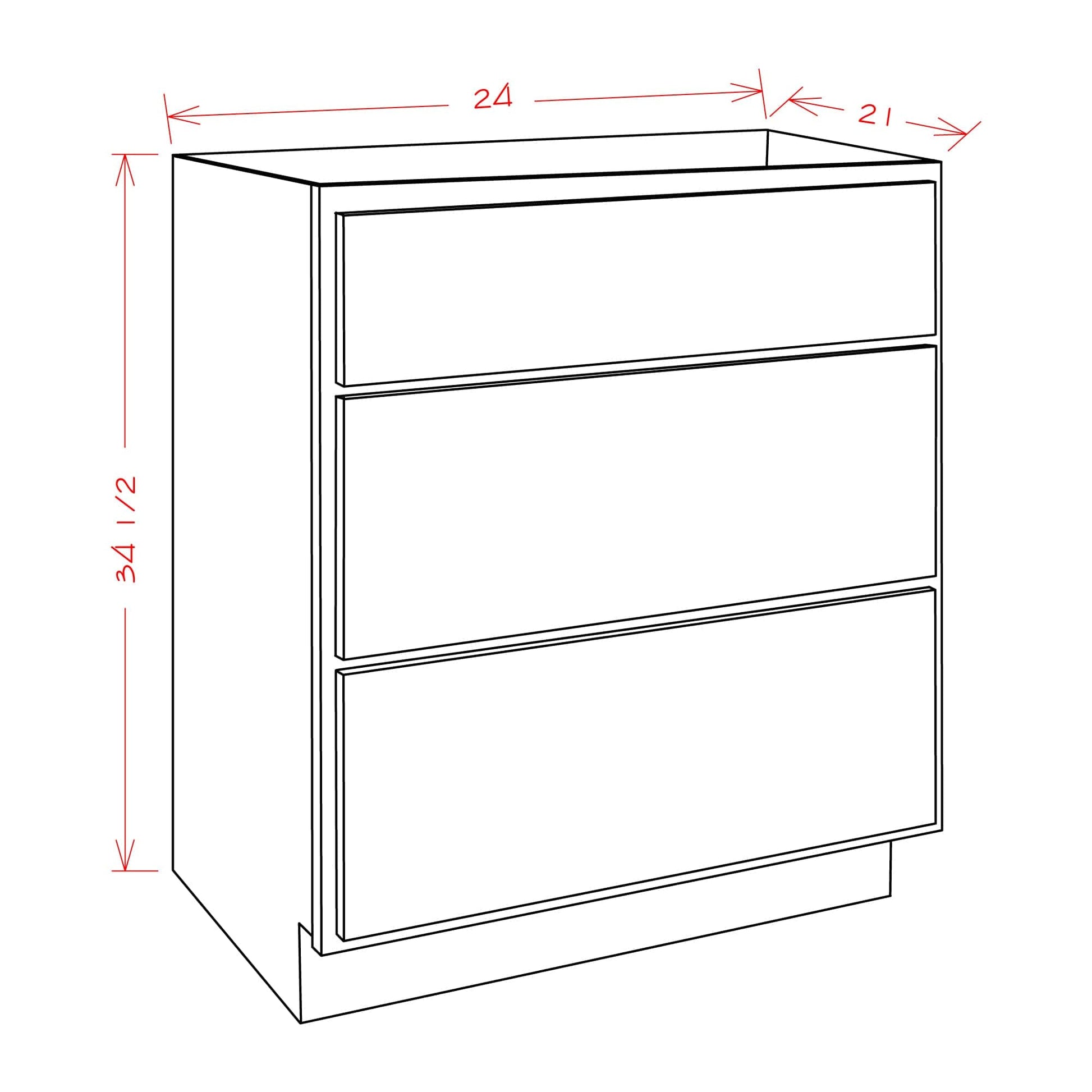 Rustic White Oak Bathroom VanitiesRustic White Oak 24" Bathroom Vanity 3-Drawer Base Cabinet