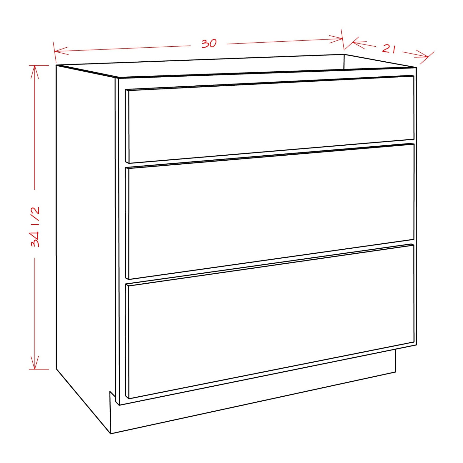 Rustic White Oak Bathroom VanitiesRustic White Oak 30" Bathroom Vanity 3-Drawer Base Cabinet