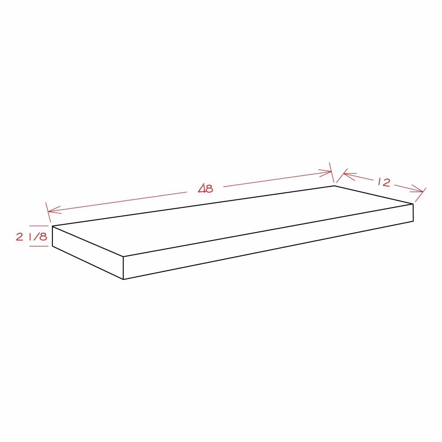 Rustic White Oak Floating ShelvesRustic White Oak 48" Floating Shelf