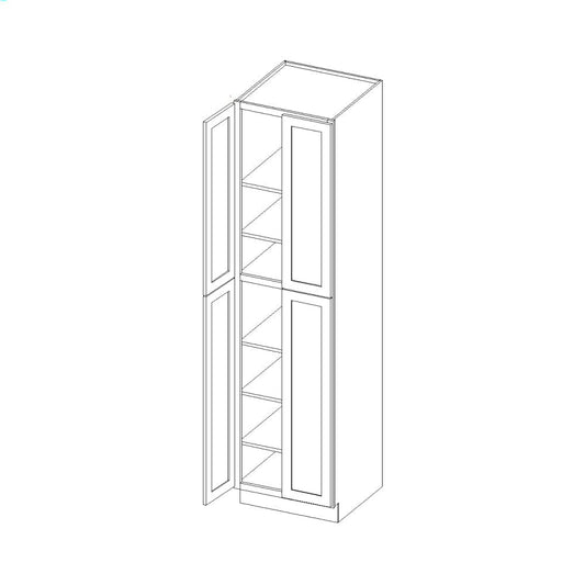 Rustic White Oak Oven and Pantry CabinetsRustic White Oak 24" x 96" Tall Pantry Linen Double Door Cabinet