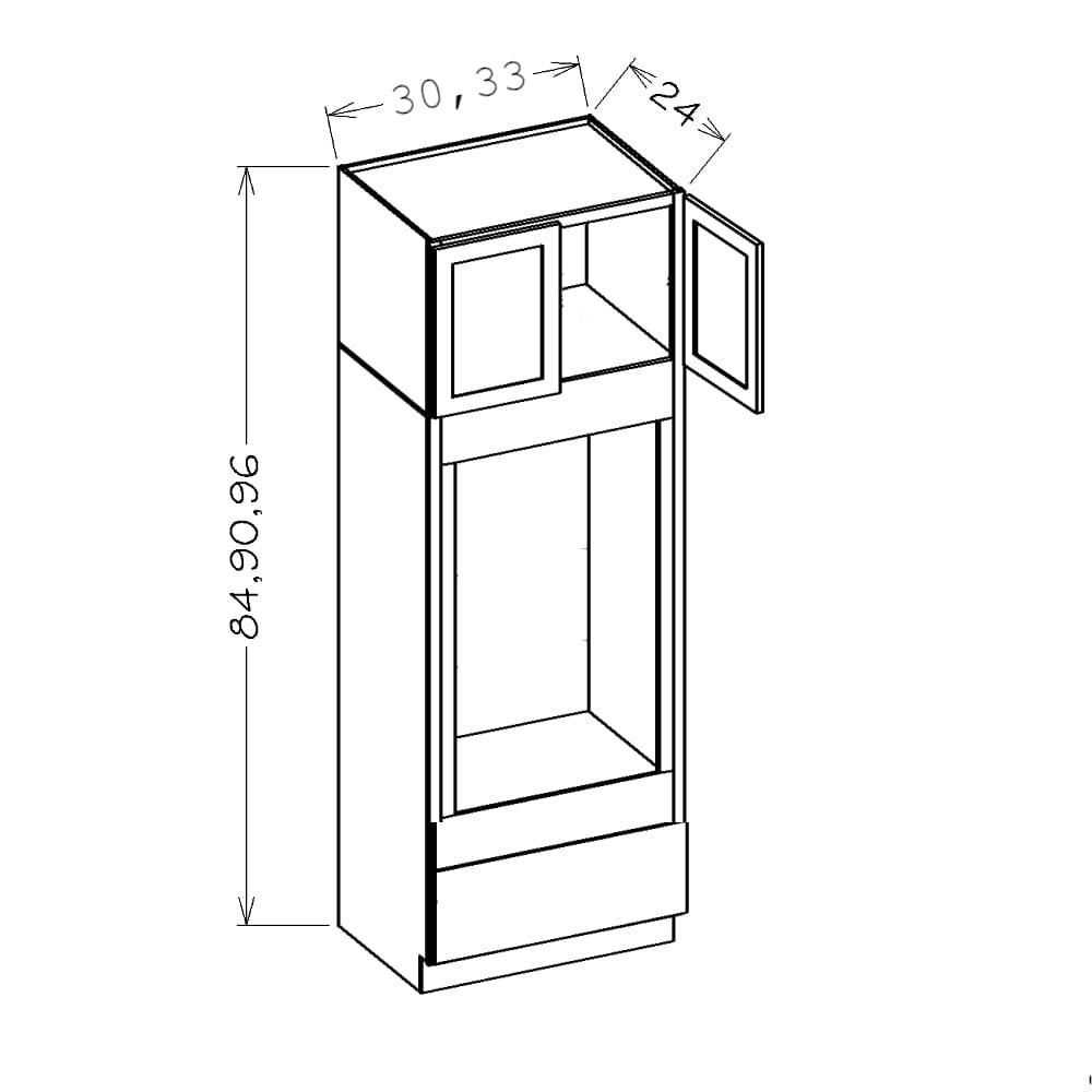 Rustic White Oak Oven and Pantry CabinetsRustic White Oak 30" x 96" Double Oven Cabinet
