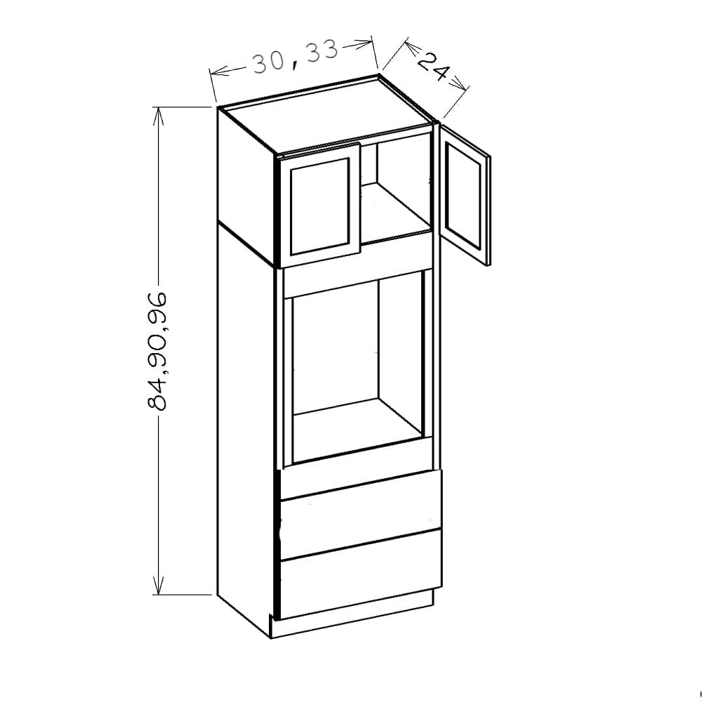 Rustic White Oak Oven and Pantry CabinetsRustic White Oak 30" x 96" Single Oven Cabinet