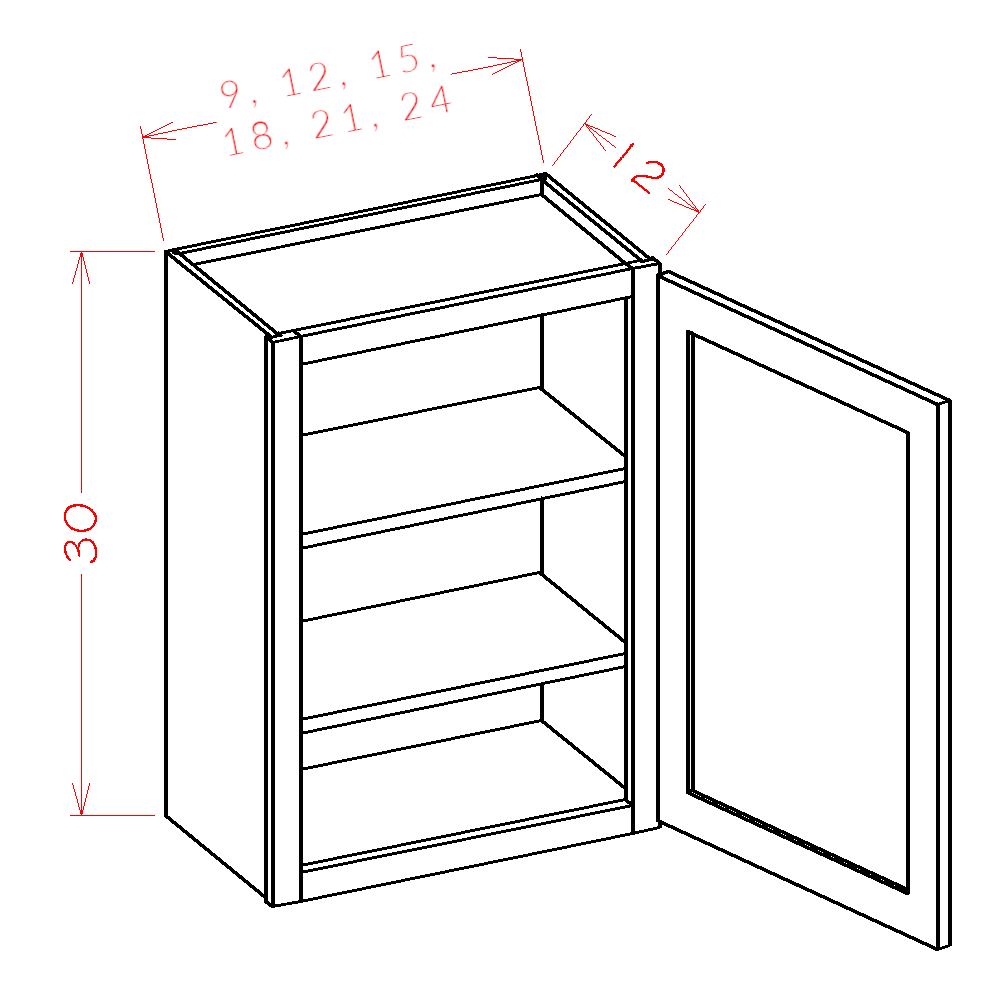 Rustic White Oak Wall CabinetsRustic White Oak 24" x 30" Wall Cabinet