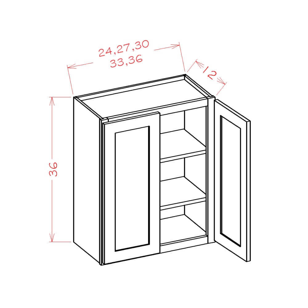 Rustic White Oak Wall CabinetsRustic White Oak 27" x 36" Wall Cabinet