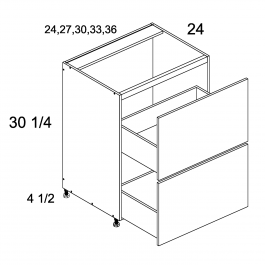 Grey Wood 24" W Range Top Two Drawer Base