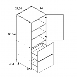 Grey Wood 12" W X 71 1/4" H Tall With Two Drawer