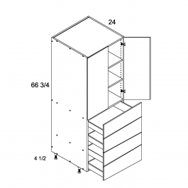 White Wood 24" W X 71 1/4" H Tall With Four Drawer Two Door