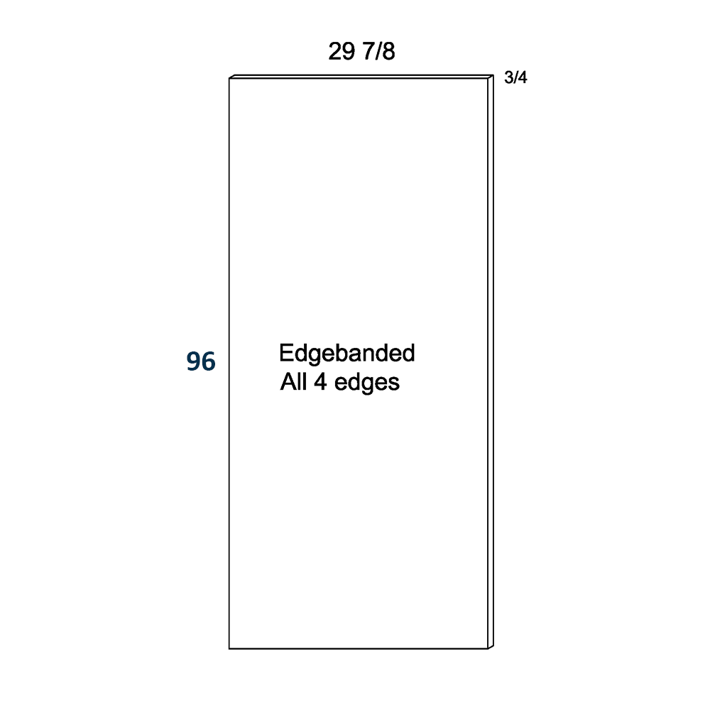 White Wood Tall Overlay Panel 30"X 96" X 3/4"