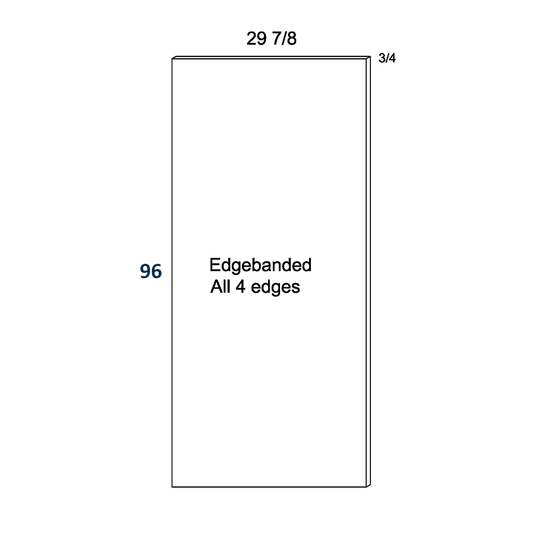 Gloss White Tall Overlay Panel 30"X 96" X 3/4"