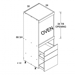 White Wood 30" W X 71 1/4" H Tall One Oven With Three Drawer