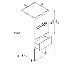 Dark Wood 30" W X 71 1/4" H Tall One Oven With One Drawer Two Door