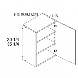 Dark Wood 15"W x 35 5/16"H x 13.5"D One Door Wall