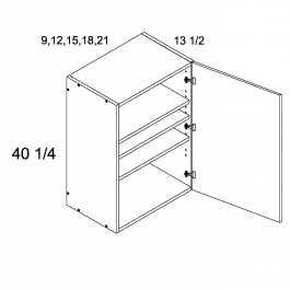 White Wood 15"W x 40 1/4"H x 13.5"D One Door Wall