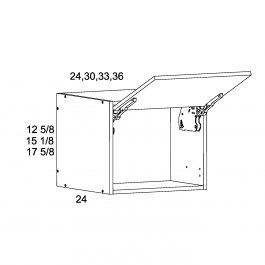 White Wood 36"W x 15 1/8"H x 24"D Wall Flip Up Door