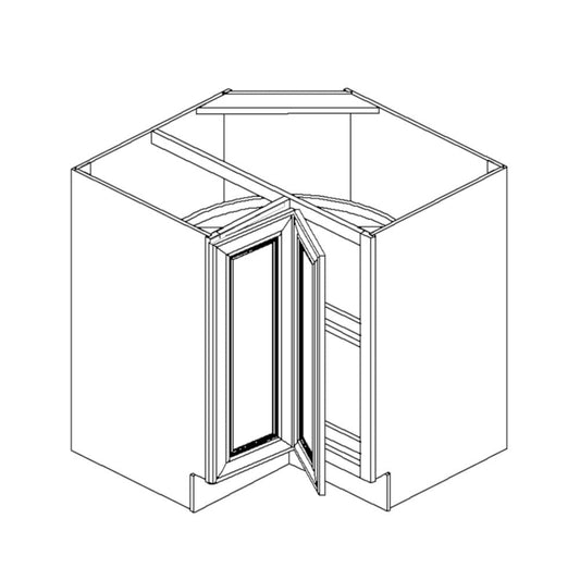 Sage Green Shaker 36" Lazy Susan Base Cabinet w/o Turntable Tray