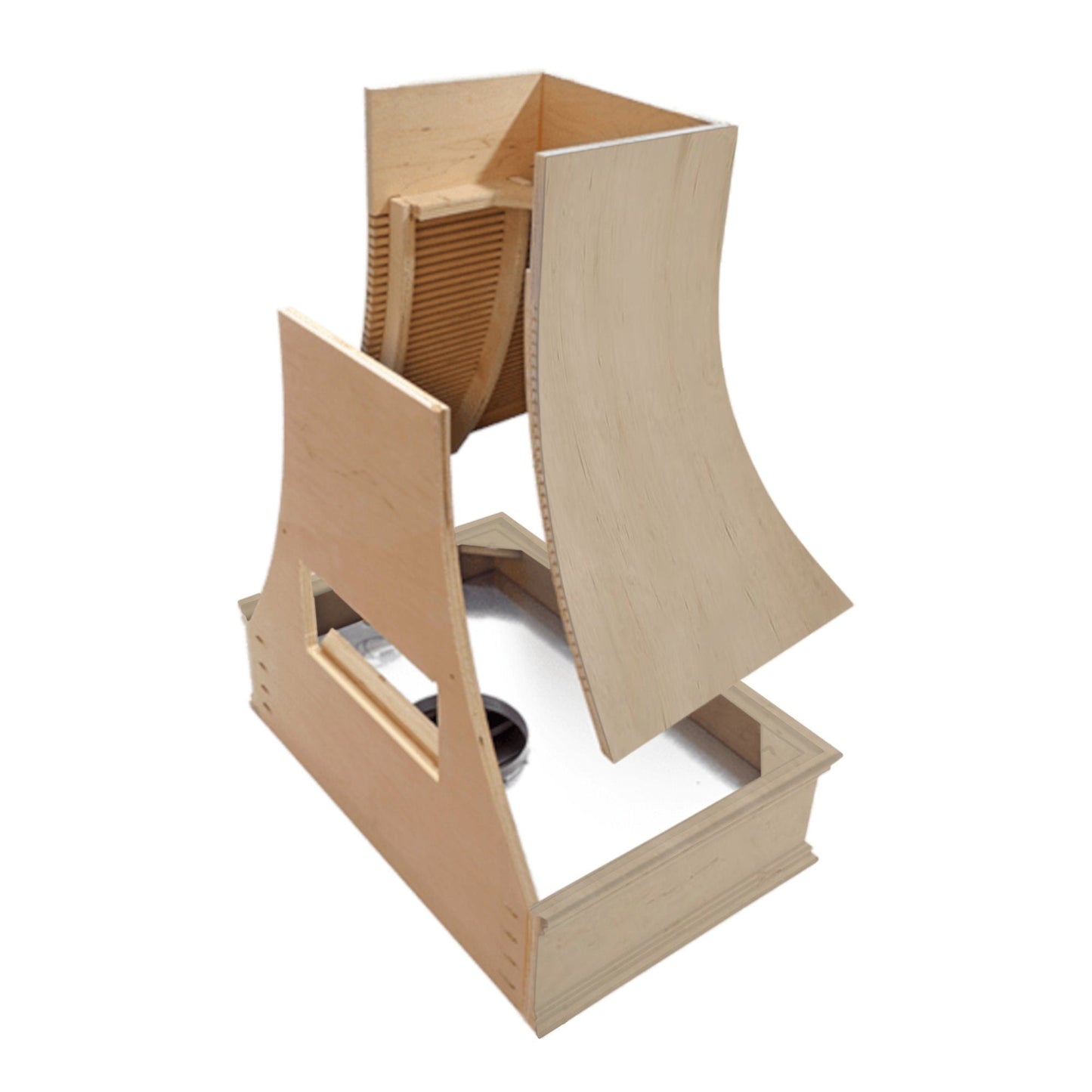 Curved Wood Range Hood with Classic Moulding