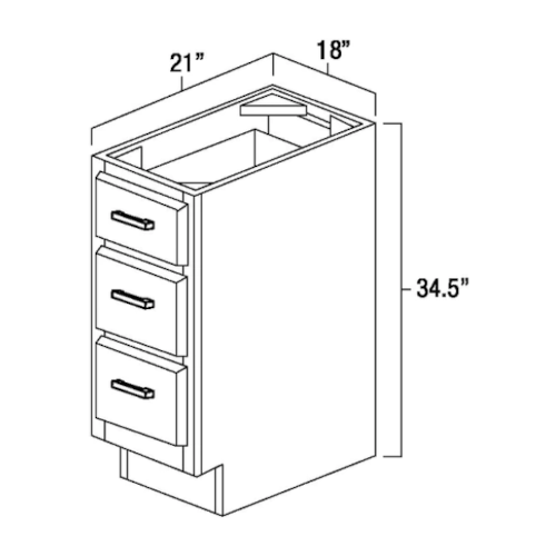 Weston Shaker 18" 3-Drawer Vanity Base