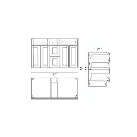 Norris Grey 60" Bathroom Vanity w/ Drawers for Double Sink